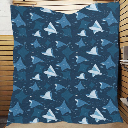 Manta Ray Pattern Print Design 02 Premium Quilt