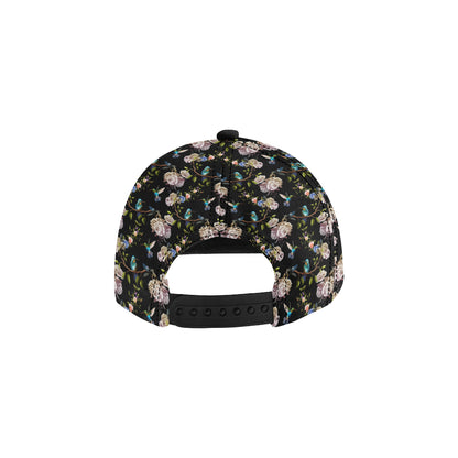 Hummingbird Flower Themed Print Snapback Cap
