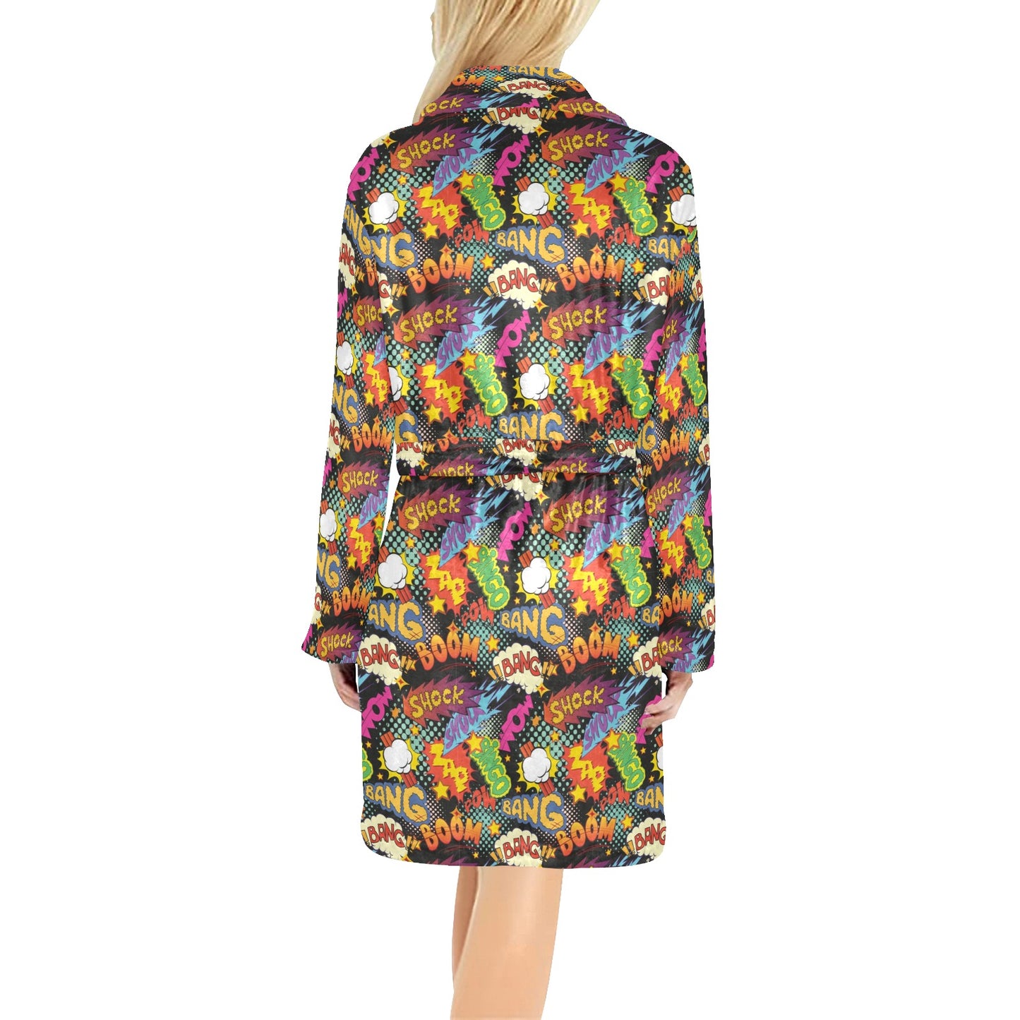 Comic Book Pattern Print Design 01 Women's Fleece Robe