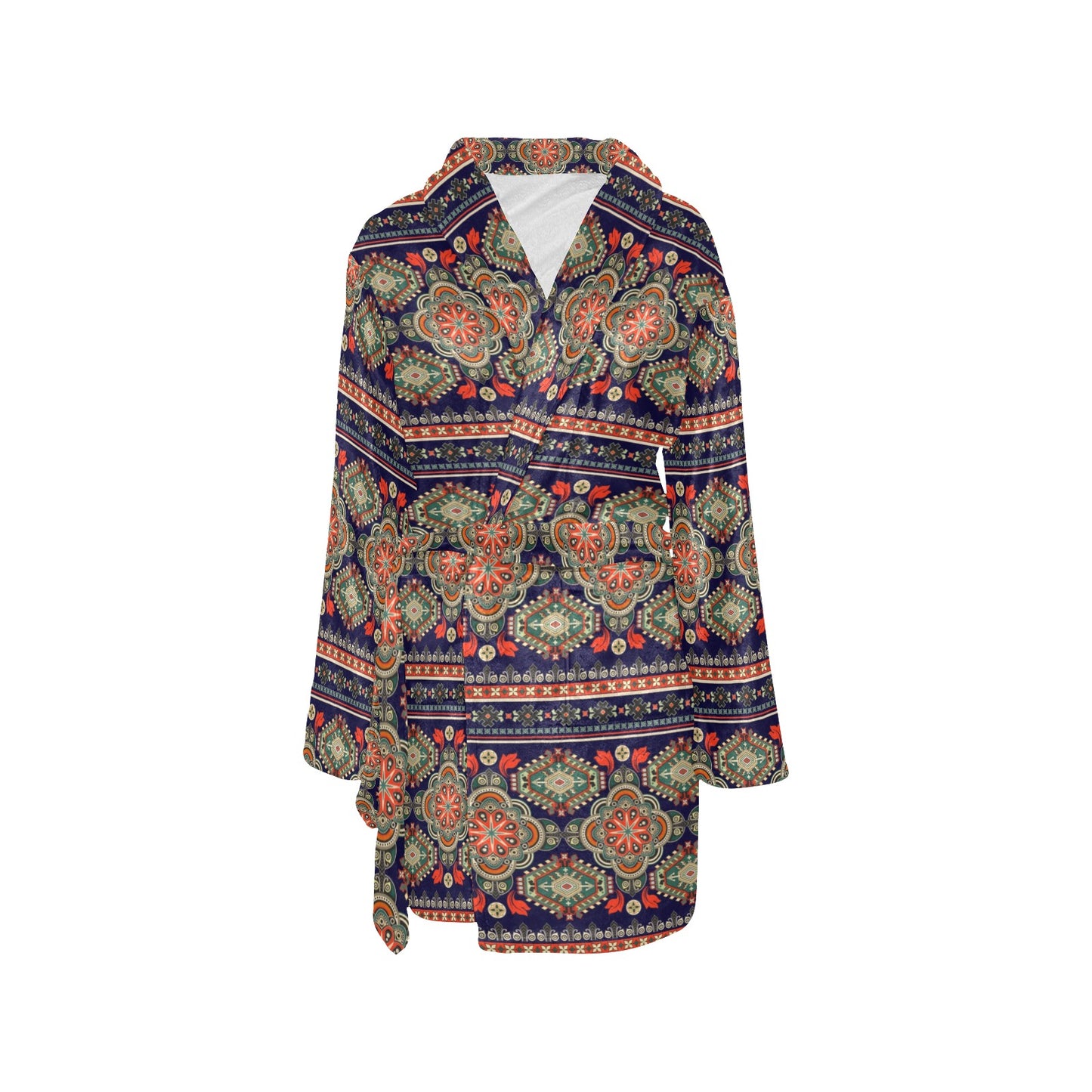 Ethnic Geometric Print Pattern Women's Fleece Robe