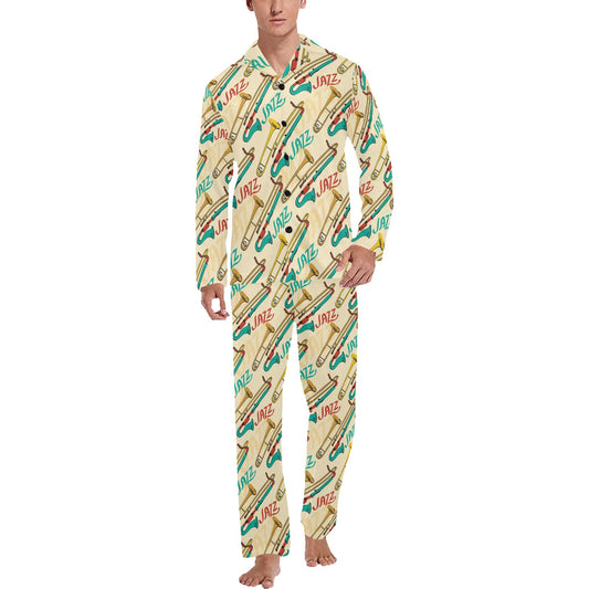 Trombone Pattern Print Design 03 Men's Long Pajama Set