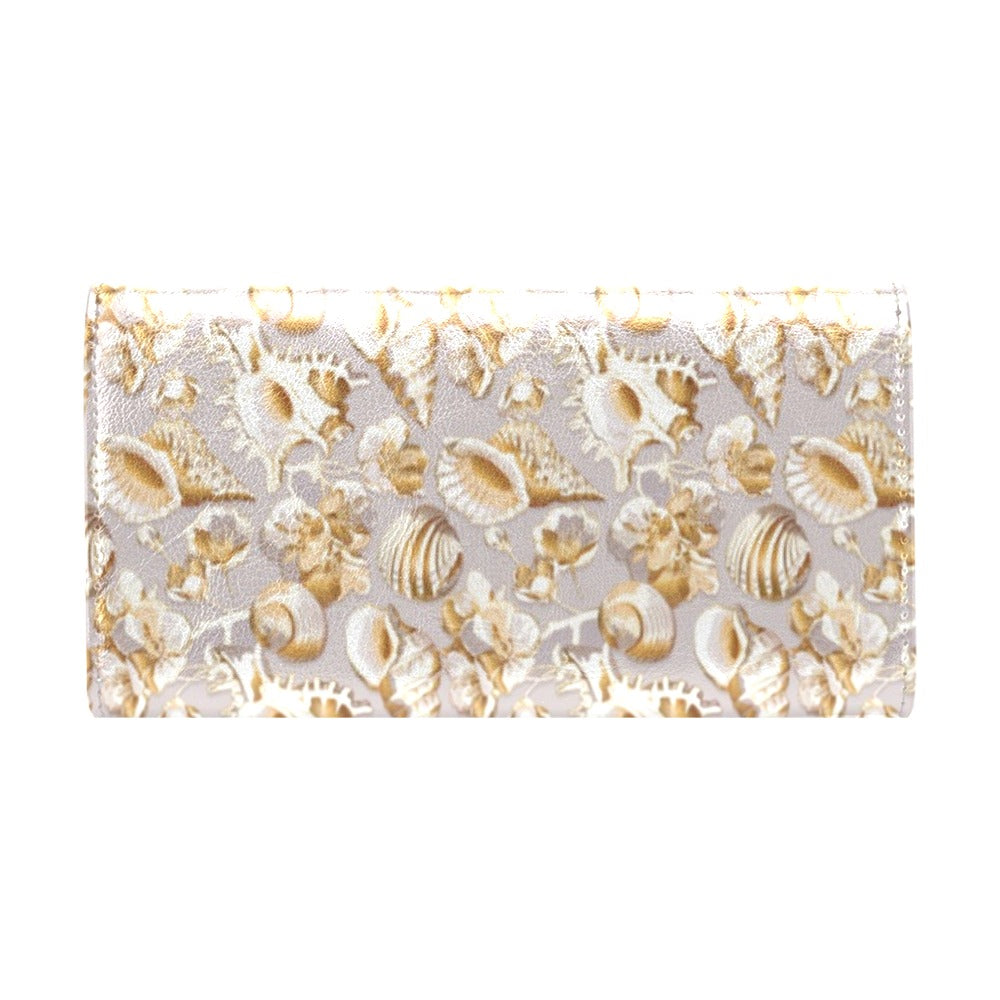Seashell Print Design LKS309 Women's Trifold Wallet