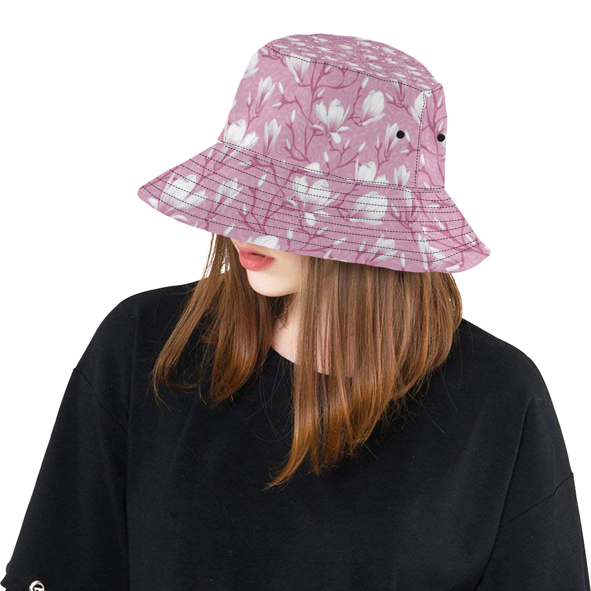 Magnolia Pattern Print Design MAG05 Unisex Bucket Hat