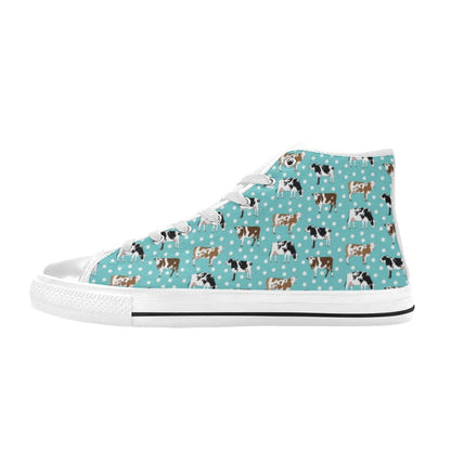 Cattle Print Design LKS405 Men's High Top Canvas Shoes
