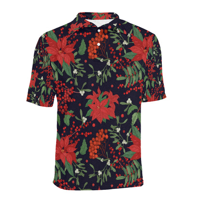 Poinsettia Pattern Print Design POT02 Men Polo Shirt
