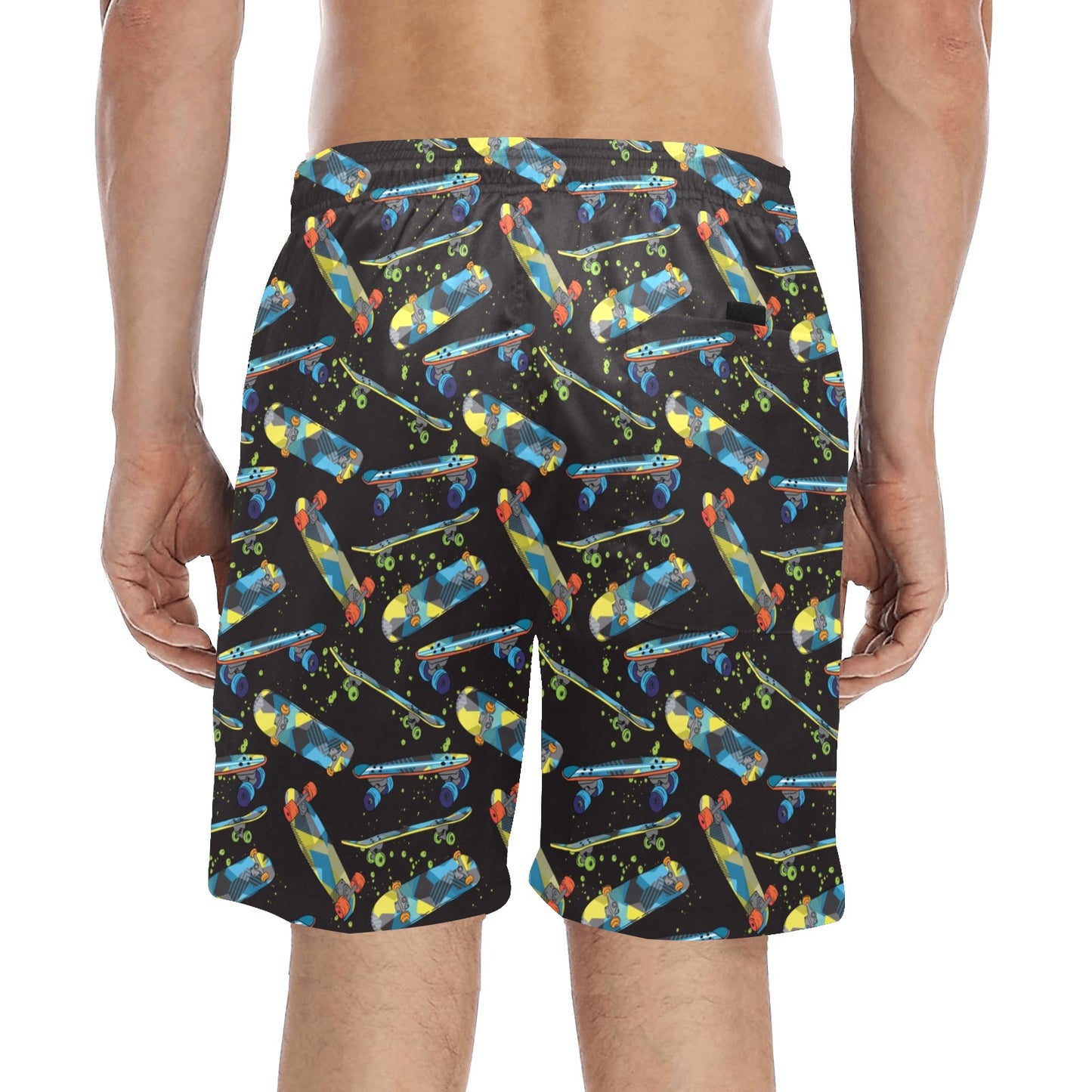 Skateboard Print Design LKS305 Men's Swim Trunks Beach Shorts