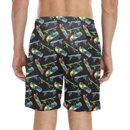 Skateboard Print Design LKS305 Men's Swim Trunks Beach Shorts