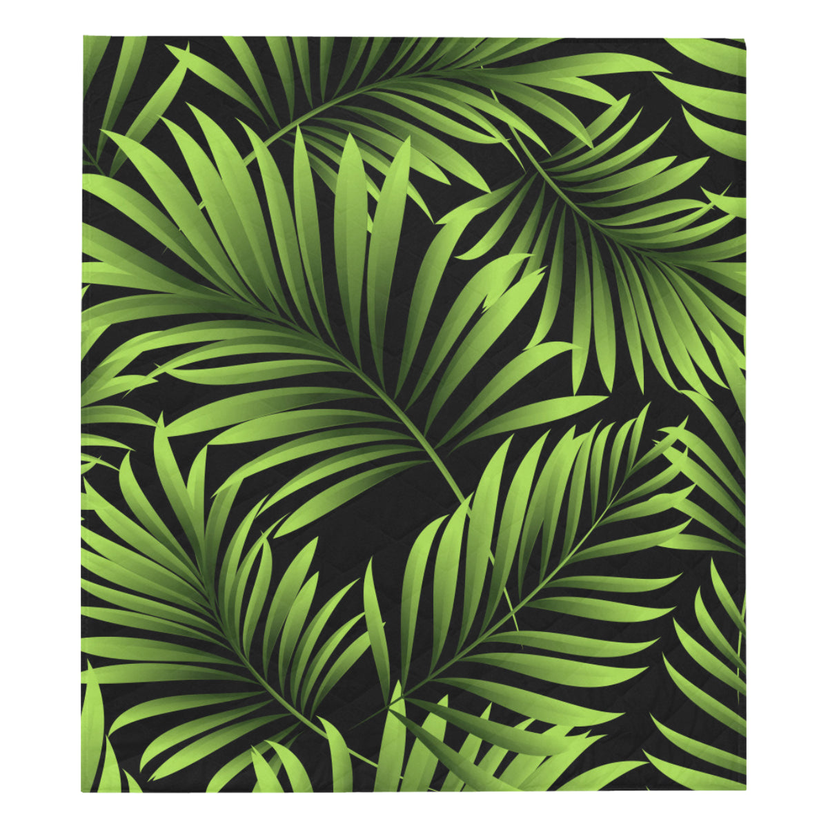 Green Neon Tropical Palm Leaves Premium Quilt