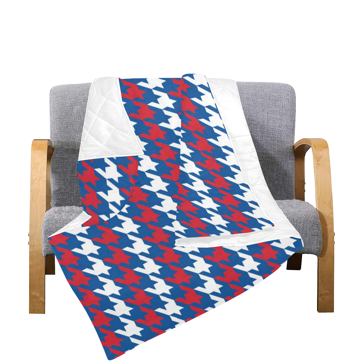 Patriotic Houndstooth Pattern Print Design A02 Premium Quilt