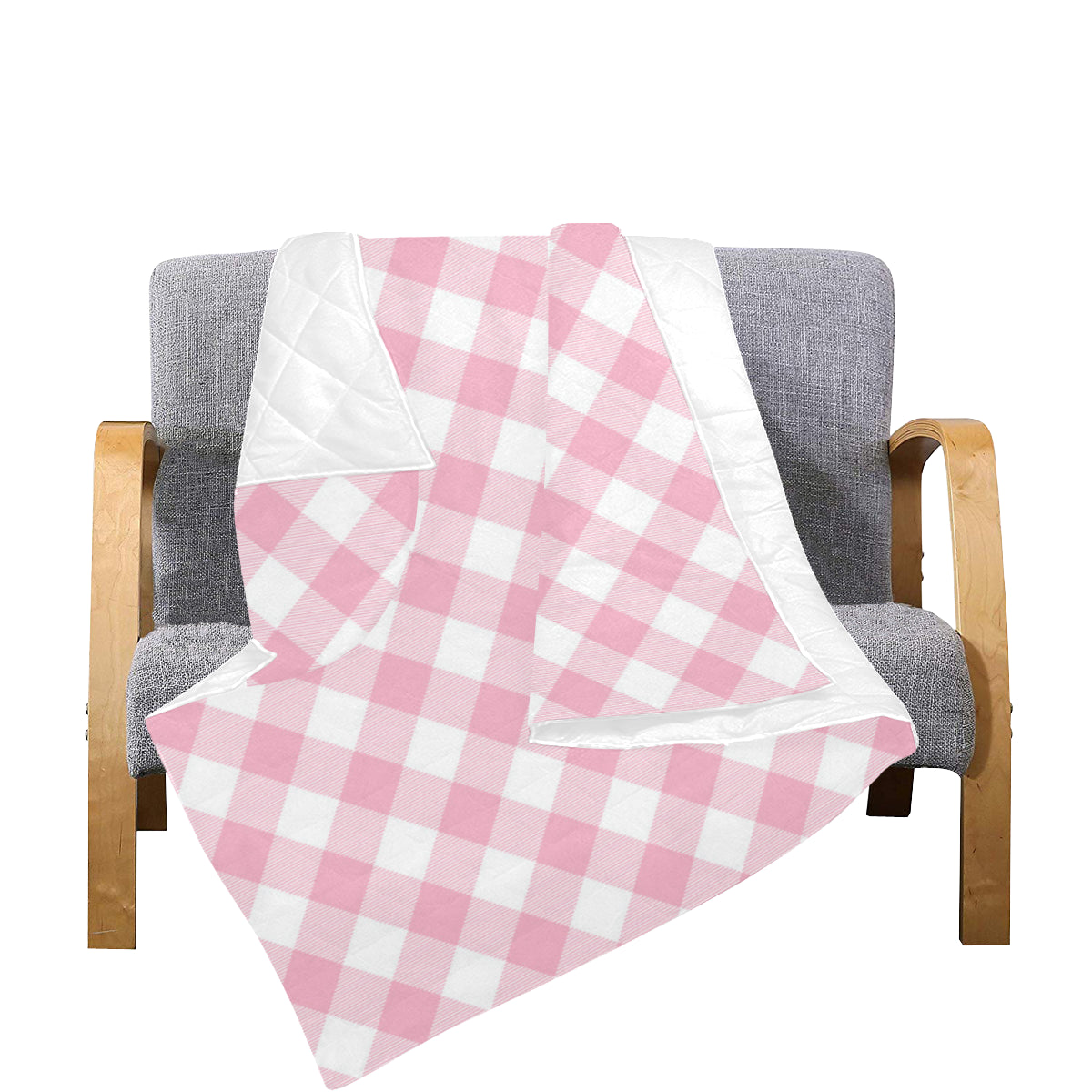 Gingham Pink Pattern Print Design 02 Premium Quilt