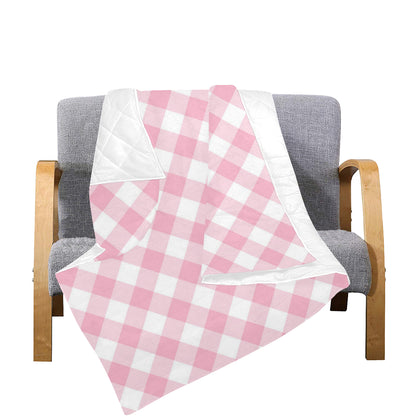 Gingham Pink Pattern Print Design 02 Premium Quilt