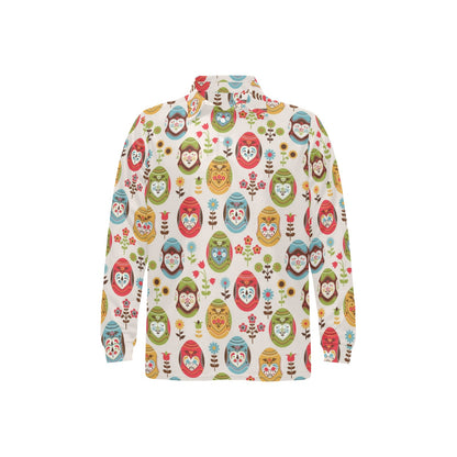 Easter Eggs Pattern Print Design RB011 Long Sleeve Polo Shirt For Men's