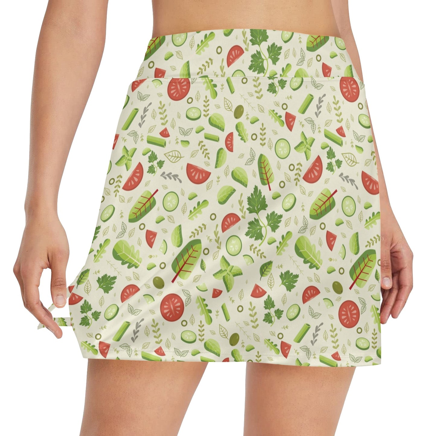 Salad Vegetable Print Design LKS302 17" Golf & Pickleball Skort with Pockets