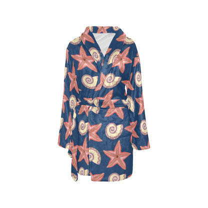 Starfish Pattern Print Design 03 Women's Fleece Robe