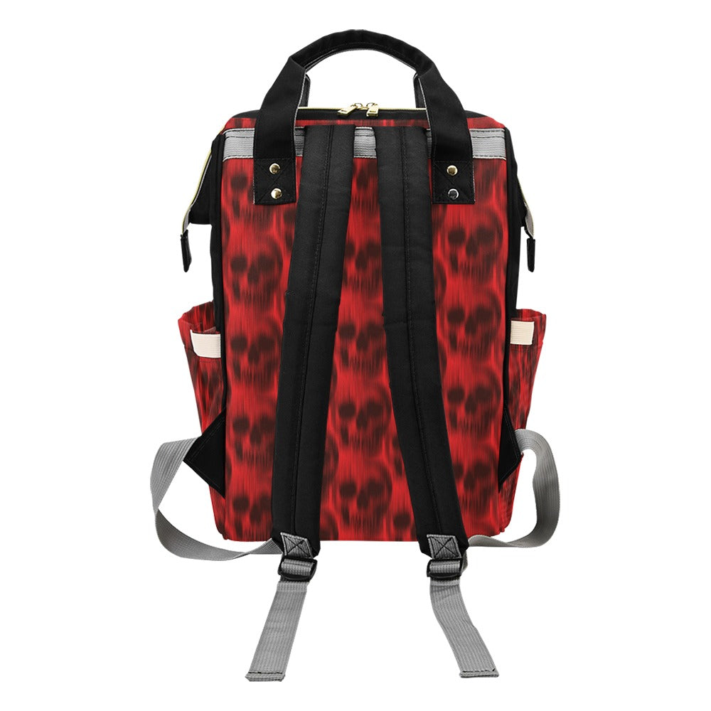 Skull Red Print Design LKS306 Diaper Bag Backpack
