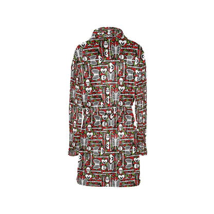 Skeleton Pattern Print Women's Fleece Robe