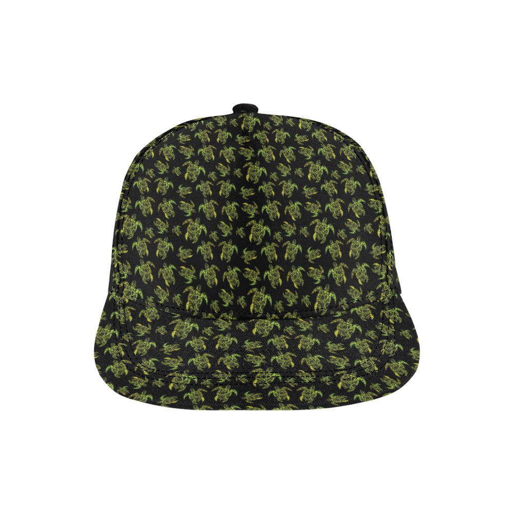 Green Tribal Turtle Polynesian Themed Snapback Cap