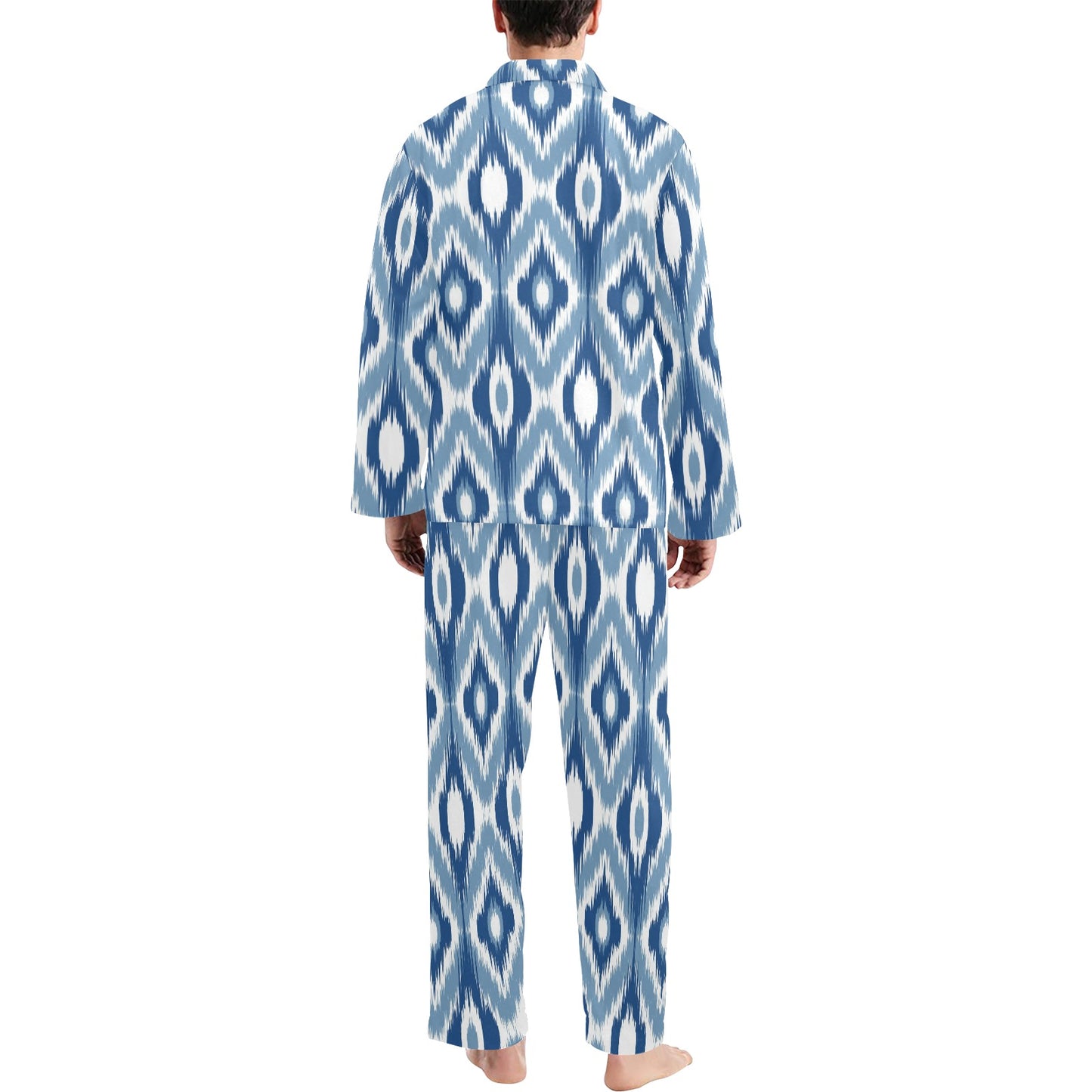 Ikat Pattern Print Design 03 Men's Long Pajama Set