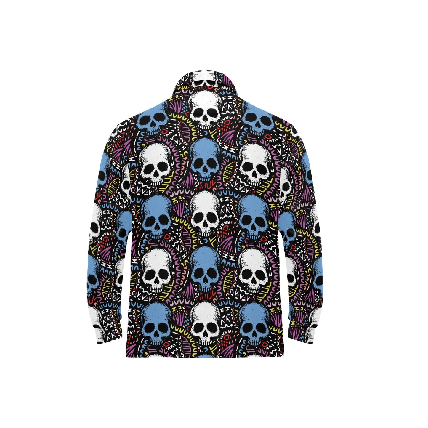 Skull Print Design LKS305 Long Sleeve Polo Shirt For Men's