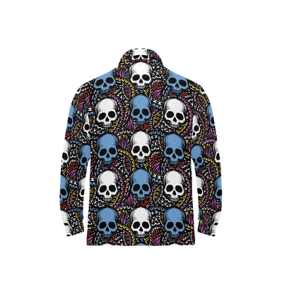 Skull Print Design LKS305 Long Sleeve Polo Shirt For Men's