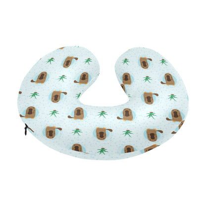 Platypus Pattern Print Design A04 U-Shaped Travel Neck Pillow