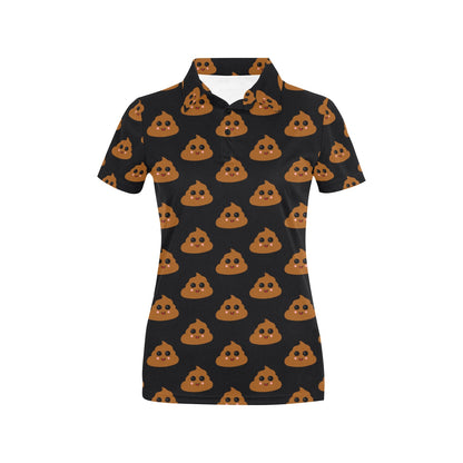 Poop Emoji Pattern Print Design A01 Women's Polo Shirt
