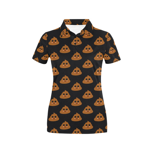 Poop Emoji Pattern Print Design A01 Women's Polo Shirt