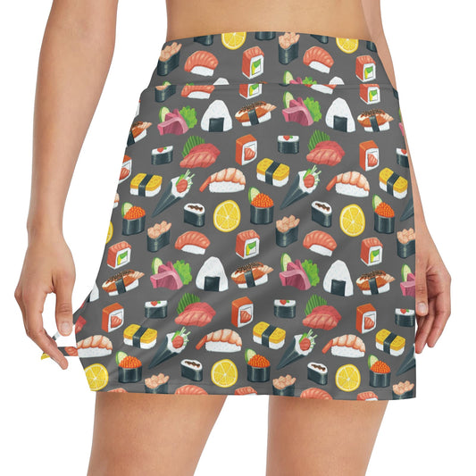 Sushi Pattern Print 17" Golf & Pickleball Skort with Pockets