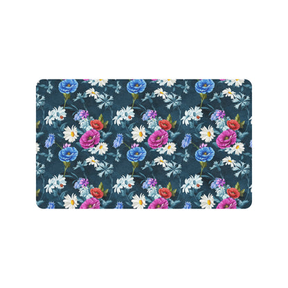 Floral Blue Themed Print Rubber Doormat