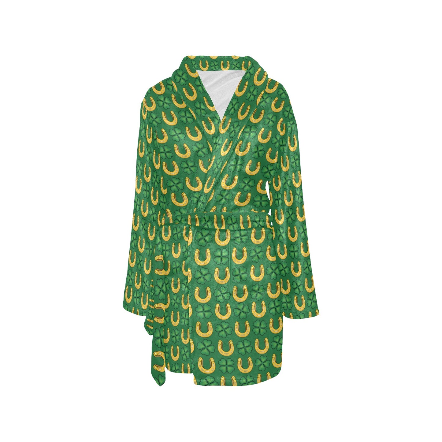 Shamrock Horseshoes Print Pattern Women's Fleece Robe