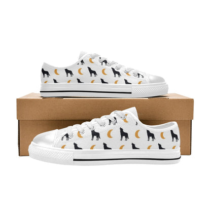 Wolf Moon Print Design LKS302 Women's White Low Top Shoes