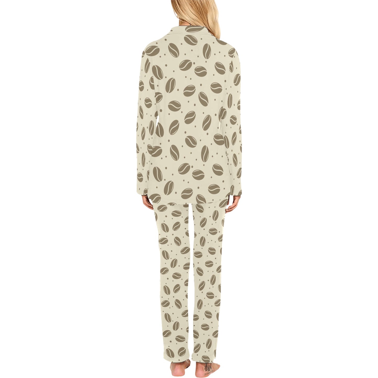 Coffee Pattern Print Design 02 Women's Long Pajama Set