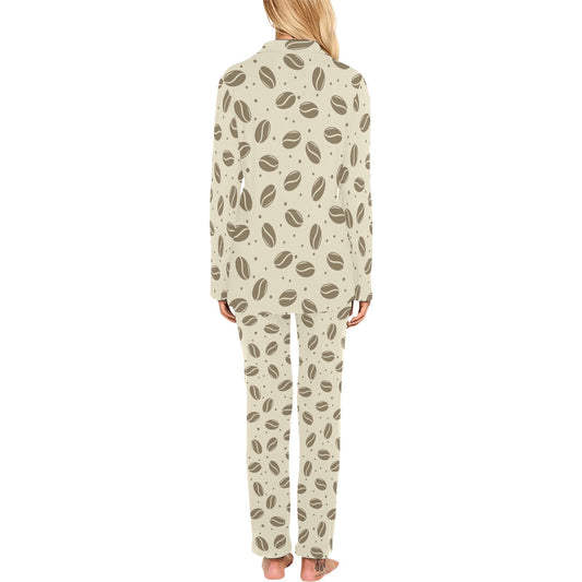 Coffee Pattern Print Design 02 Women's Long Pajama Set