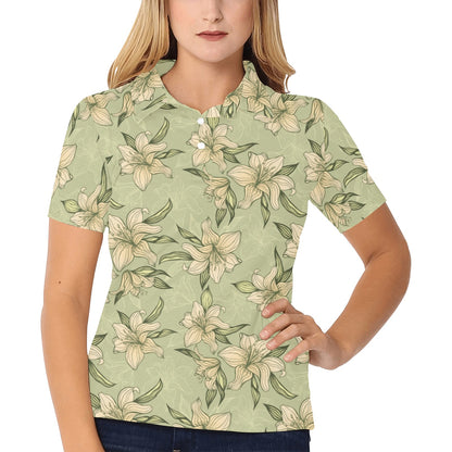 Lily Pattern Print Design LY06 Women's Polo Shirt