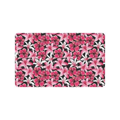 Flower Hawaiian Pink Red  Hibiscus Print Rubber Doormat