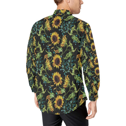 Sunflower Print Design LKS308 Men's Long Sleeve Dress Shirt