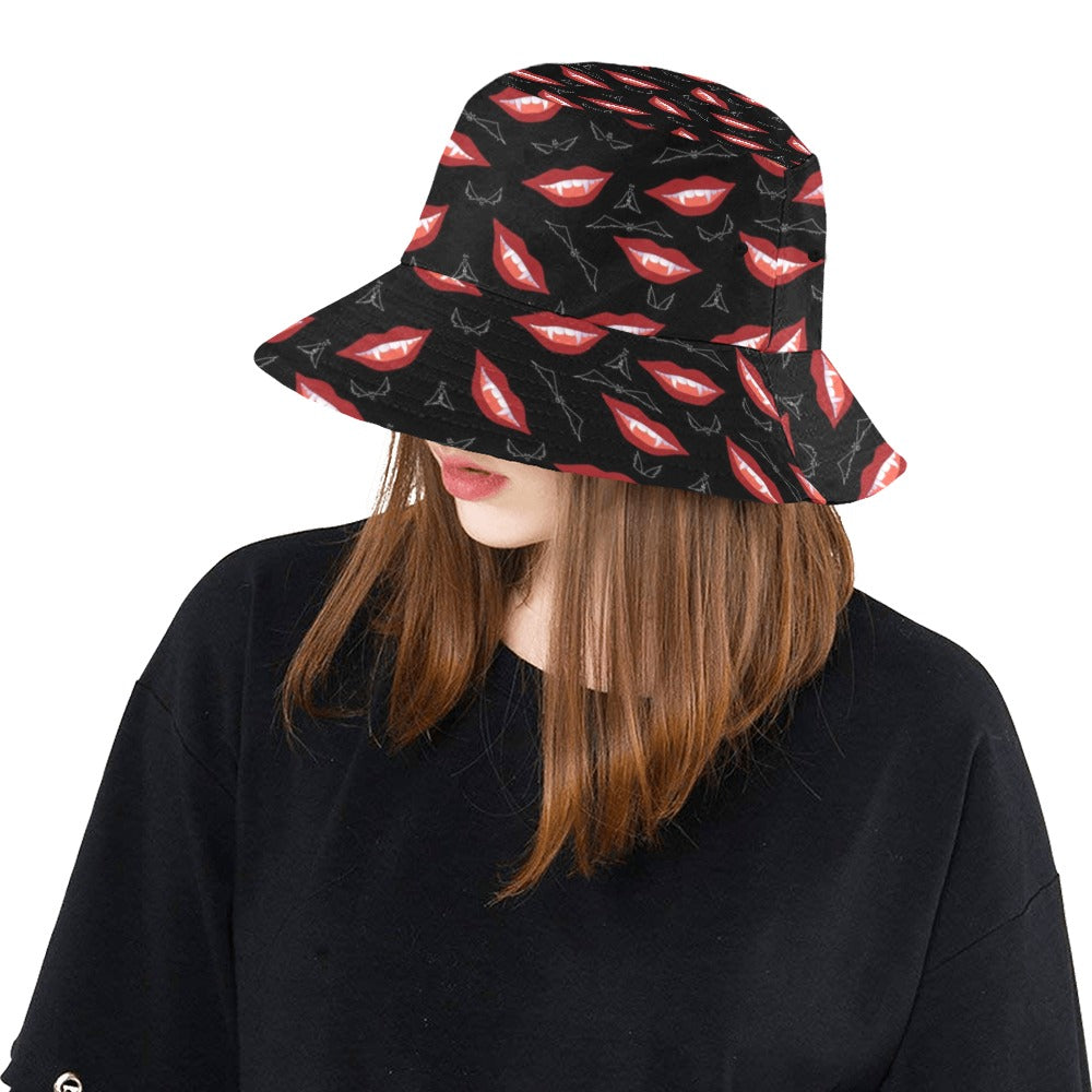Vampire Lips Print Design LKS301 Unisex Bucket Hat