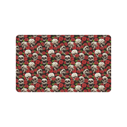 Skull Roses Design Themed Print Rubber Doormat