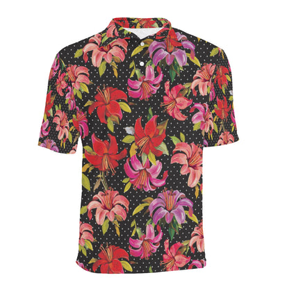 Lily Pattern Print Design LY012 Men Polo Shirt