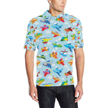 Airplane Colorful Pattern Print Design 01 Men Polo Shirt