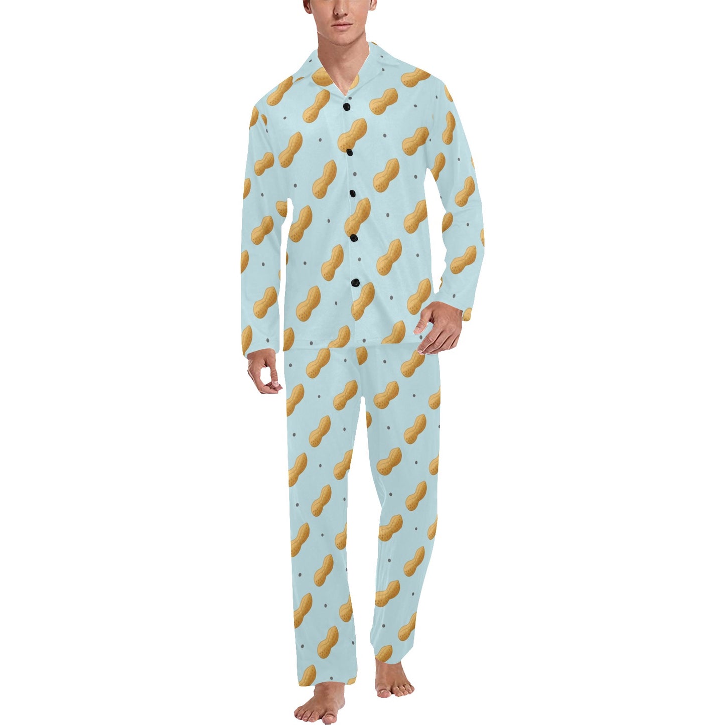 Peanut Pattern Print Design A03 Men's Long Pajama Set
