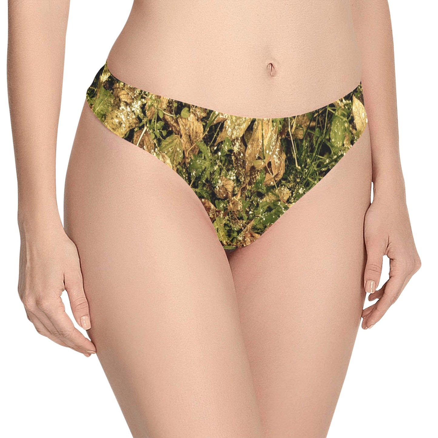 Camo Realistic Tree Forest Texture Print Women's Thongs
