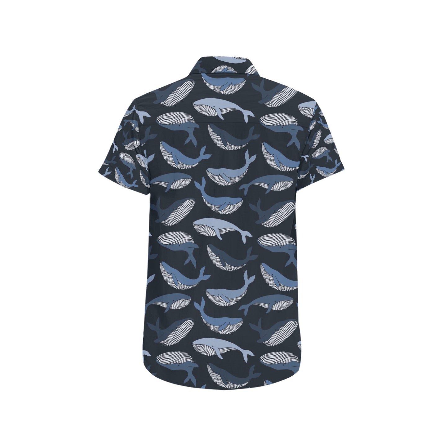 Whale Print Design LKS301 Men Short Sleeve Button Up Shirt