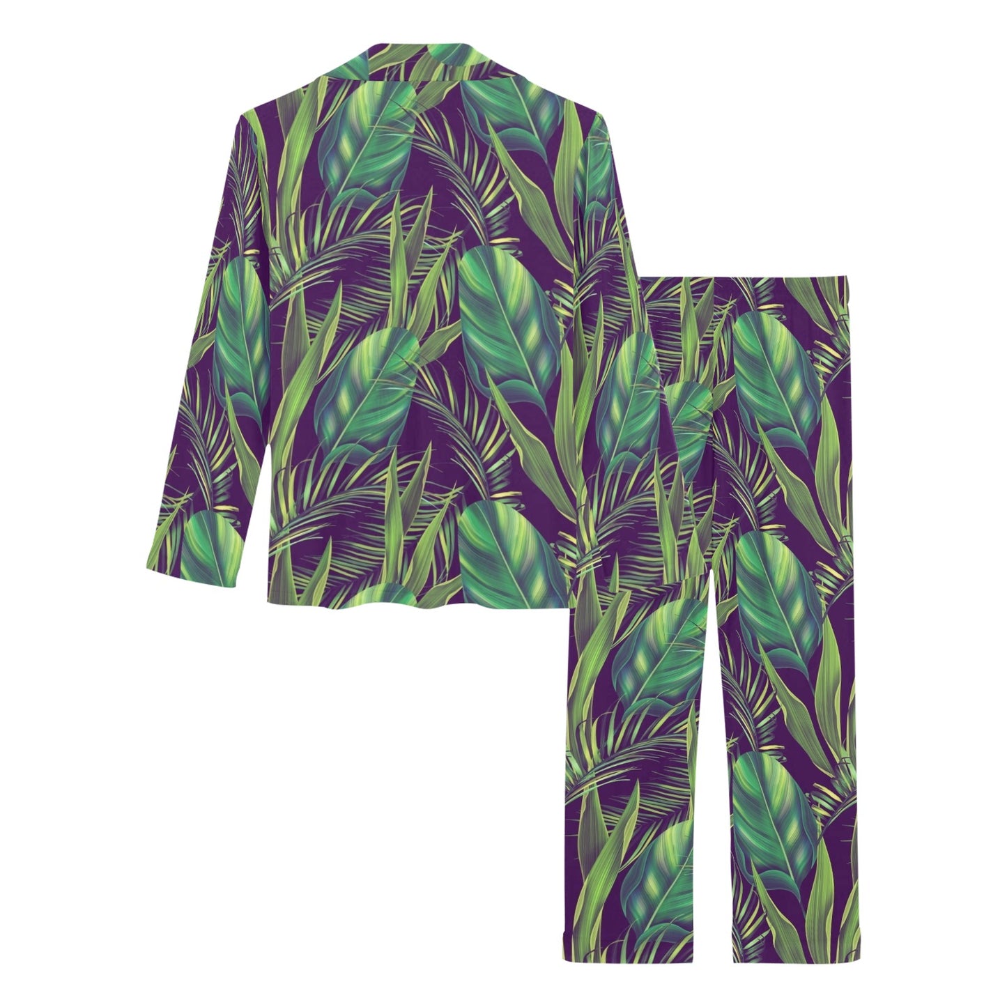 Palm Leaves Pattern Print Design PL03 Women's Long Pajama Set
