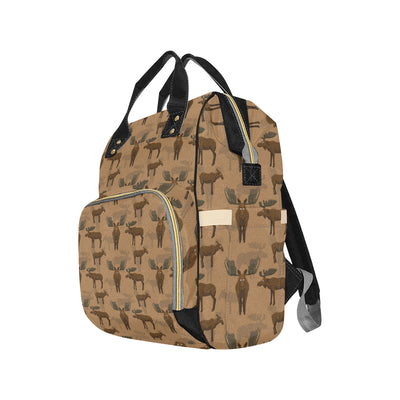 Moose Pattern Print Design 03 Diaper Bag Backpack