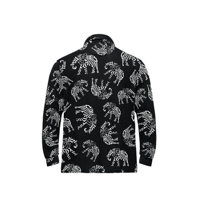 Elephant Tribal Long Sleeve Polo Shirt For Men's