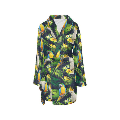 Parrot Pattern Print Design A03 Women's Fleece Robe