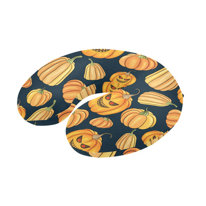 Pumpkin Halloween Pattern Print Design A04 U-Shaped Travel Neck Pillow