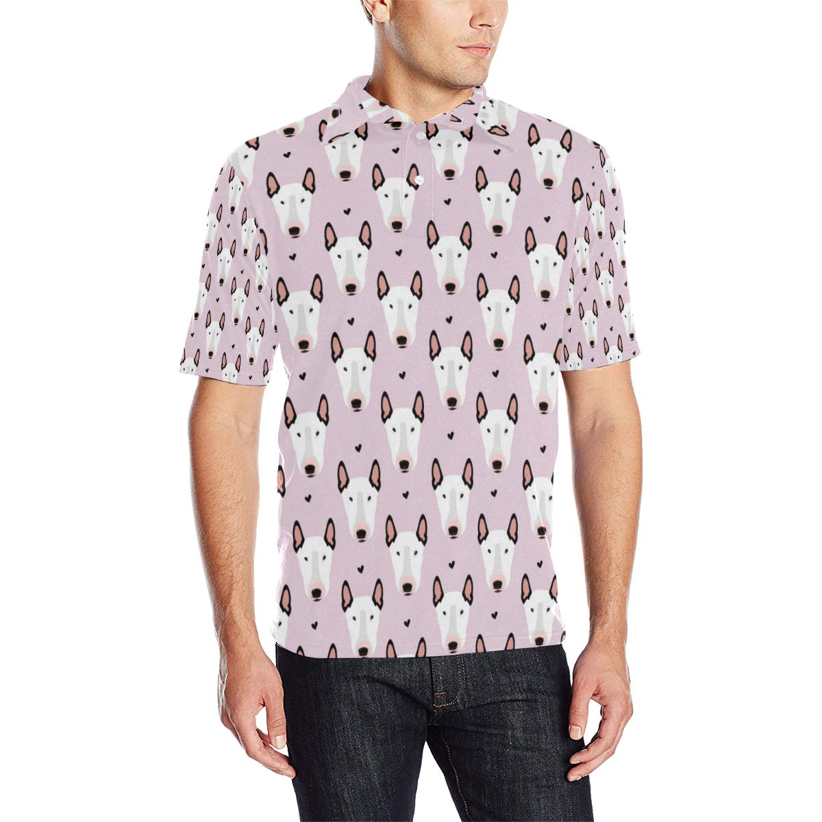 Bull Terrier Pink Print Pattern Men Polo Shirt
