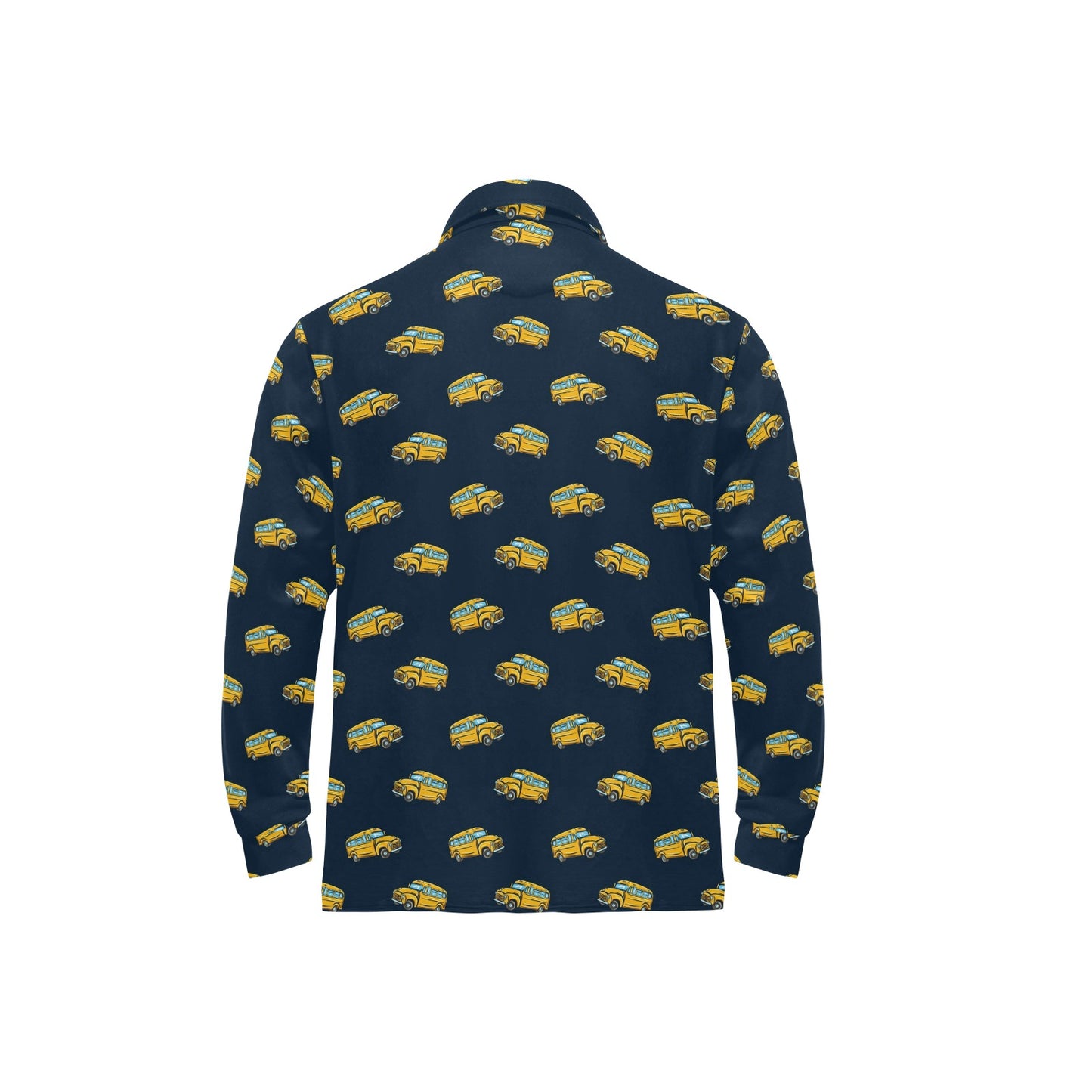 School Bus Print Design LKS304 Long Sleeve Polo Shirt For Men's